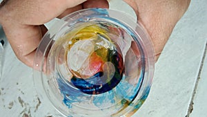 Coloring reain in glass plastic natural pain photo