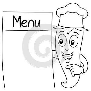 Coloring Red Chili Pepper with Blank Menu
