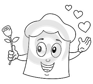 Coloring Romantic Chef Hat Holding a Rose