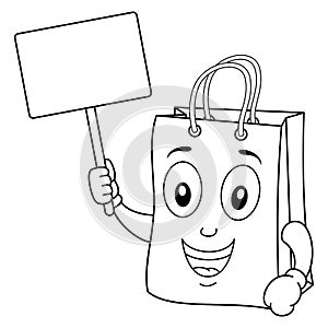 Coloring Shopping Bag with Blank Sign