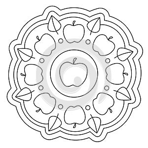 Coloring Simple Apple Mandala