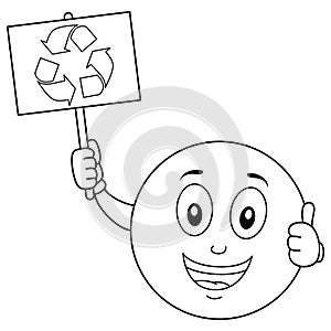 Coloring Smiley Character with Recycle Sign