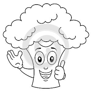 Coloring Smiling Broccoli Cartoon Character