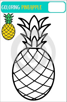 Coloring pineapple editable vector eps file photo