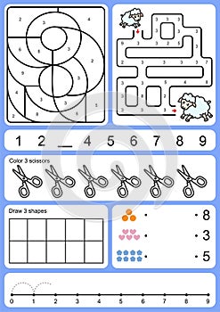 Coloring, tracking, matching and drawing object of number