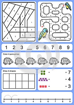 Coloring, tracking, matching and drawing object of number