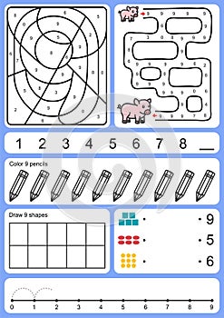 Coloring, tracking, matching and drawing object of number