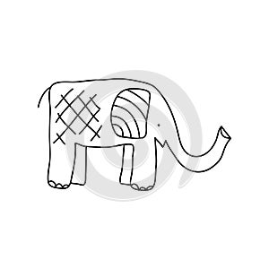 Colorings . Elephant doodles isolated on a white background. Anti-stress coloring pages, hand-drawn pages for children. Vector