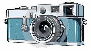 Colorized Camera Illustration In Light Blue And White By Herb Trimpe