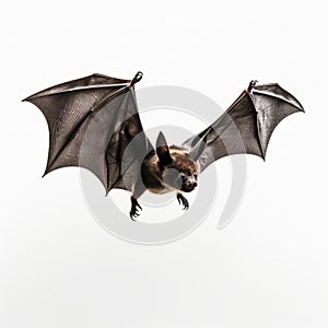 Colorized Close-up Of Flying Bat On White Background