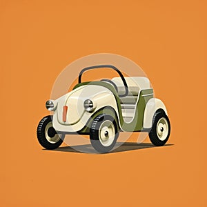 Colorized Go-kart With Olive Background In The Style Of Annibale Carracci