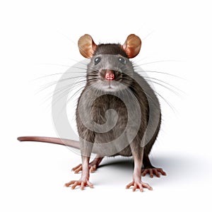 Colorized Gray Rat Portrait With Meticulous Technique And Precisionism Influence