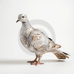 Colorized Mixed-media Sculpture Of Pigeon On White Background