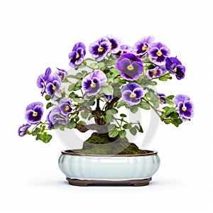 Colorized Pansy Bonsai: Timeless Artistry In Traditional Chinese Style