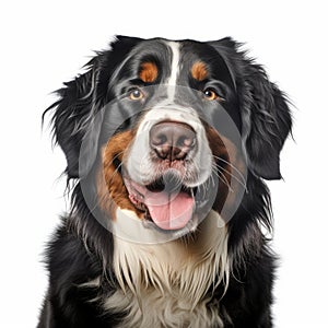 Colorized Portrait Of Bernese Mountain Dog On White Background