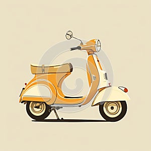 Colorized Retro Scooter On Beige Background: Simplistic Cartoon Design photo