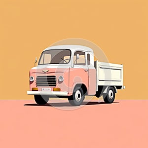 Colorized Truck With Pink Background In Cinquecento Style