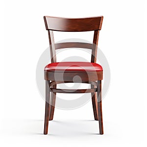 Colorized Wooden Restaurant Chair With Red Leather Padding photo