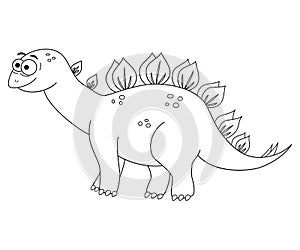 Colorles funny cartoon stegosaurus. Vector illustration. Colorin