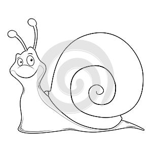 Colorless cartoon Snail or Slug. Coloring pages. Template page for coloring book of funny Shellfish for kids. Practice worksheet