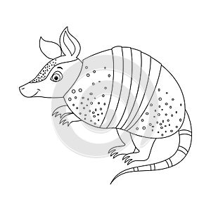 Colorless funny cartoon armadillo.