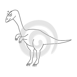 Colorless funny cartoon compsognathus. Vector illustration. Col