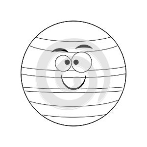 Colorless funny cartoon Neptune planet. Vector illustration. C