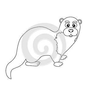 Colorless funny cartoon otter.