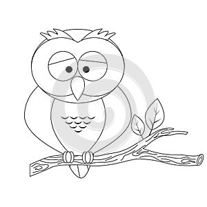 Colorless funny cartoon owl.