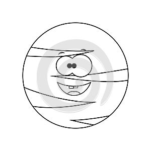 Colorless funny cartoon pluto planet. Vector illustration. Col