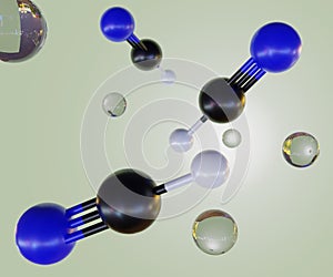 colorless liquid droplets with cyanide molecules