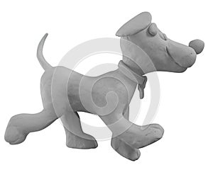 Colorless puppy handmade with plasticine or clay