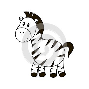 Colorless zebra vector illustration isolated on white background