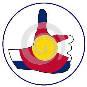 Thumbs Up Colorado Isolated Flag Button photo