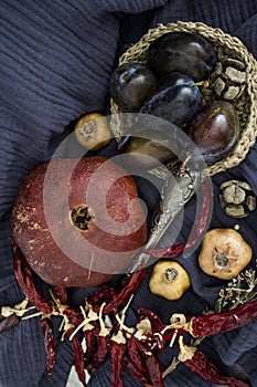 Colors of autumn. Still life with dried fruits.
