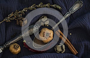 Colors of autumn. Still life with dried fruits.