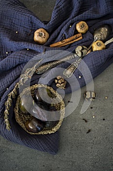 Colors of autumn. Still life with dried fruits.