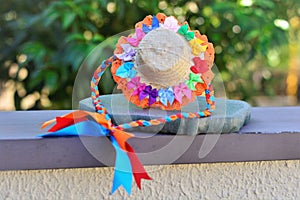 The colors of the beautiful female straw hat for junina party