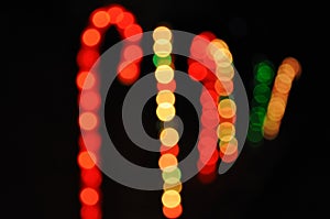 Colors of blurry lights associated with Christmas.