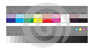 Colors control patches and gray scale photo