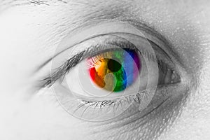 Colors Eyes Vision concept, LGBT rainbow