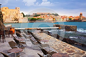 Colors french town and castle Collioure