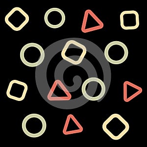 Colors geometric shape on black background vector seamless