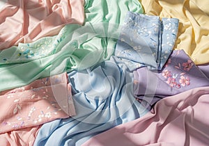 The colors include pink, light blue, green, yellow, and lavender