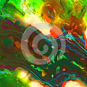 Colors mixed together creating colorful abstract painting