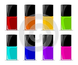 Colors of nail lacquers contained in transparent bottles