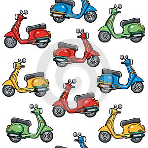 Colors scooter seamless vector pattern