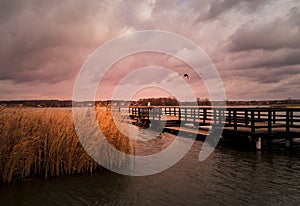 The colors of the setting sun over the lagoon