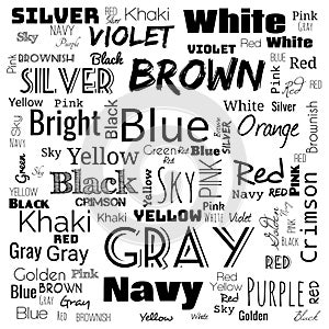 colors word cloud. word cloud use for banner, painting, motivation, web-page, website background, t-shirt & shirt printing, poster