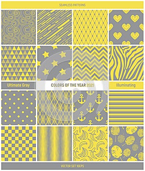 Colors of the year 2021. Vector patterns set.